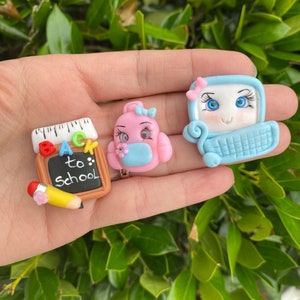 Back to school clays, clay doll, school clays, clays for bows, bow supplies, bow embellishments, clay center, clay for hairbows