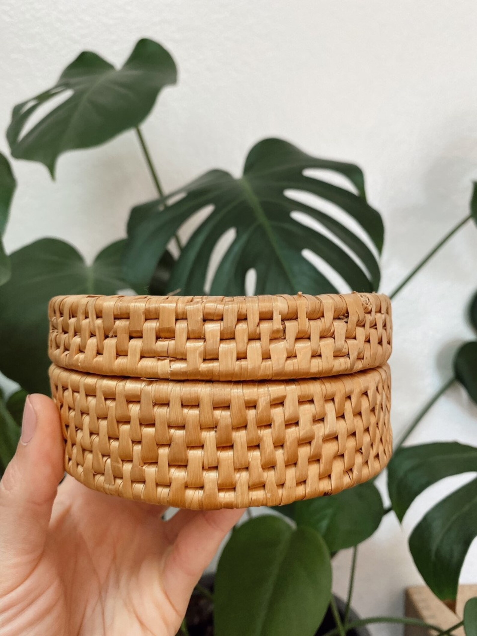 Set of 5 wicker coasters With storage basket Etsy
