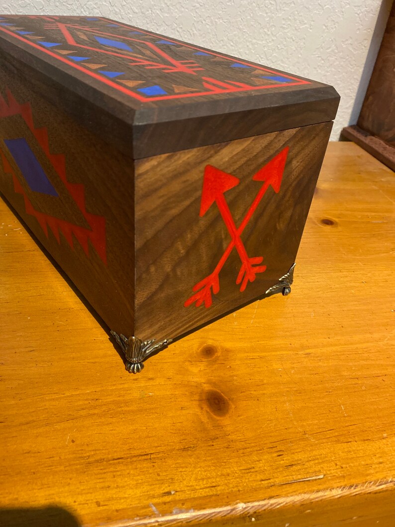 Decorative Walnut Box With Hinged Lid Etsy