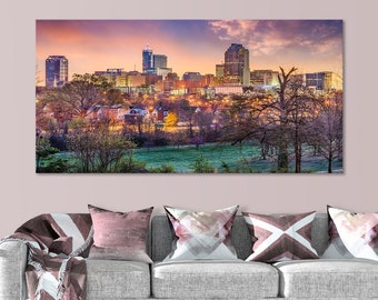 Raleigh Skyline Canvas Print, North Carolina Cityscape Wall Art, Modern Raleigh NC City Center View, Urban Southern Capital Artwork