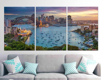 Sydney Skyline Wall Art Canvas Print, Australia Cityscape Artwork, Home Decor Photography, Urban Landscape, Aussie City Wall Art Print