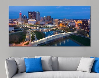 Columbus Skyline Canvas Art Print, Ohio Cityscape Wall Decor, Vibrant Urban Columbus View, Buckeye State Capital City Artwork