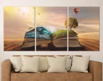 Enchanted Book Canvas Wall Art - Mystical Library Decor, Magical Spellbook Artwork for Fantasy Lovers, Unique Gift for Readers and Dreamers