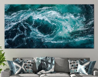 Ocean Waves Canvas Art Print, Nautical Seascape Painting, Coastal Wall Art, Beach Scene Decor, Serene Ocean Artwork, Gift for Sea Lovers