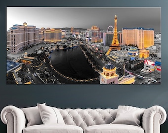 Las Vegas Skyline Canvas Wall Art - Modern Cityscape Print, Iconic Neon Lights, Home Decor, Living Room Display, Gift for Travelers