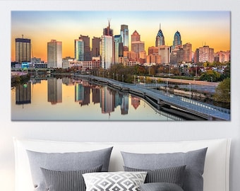 Philadelphia Skyline Canvas Wall Art, Pennsylvania Cityscape Wall Art, Urban City View Home Decor, Artistic Gift for Philly Enthusiasts