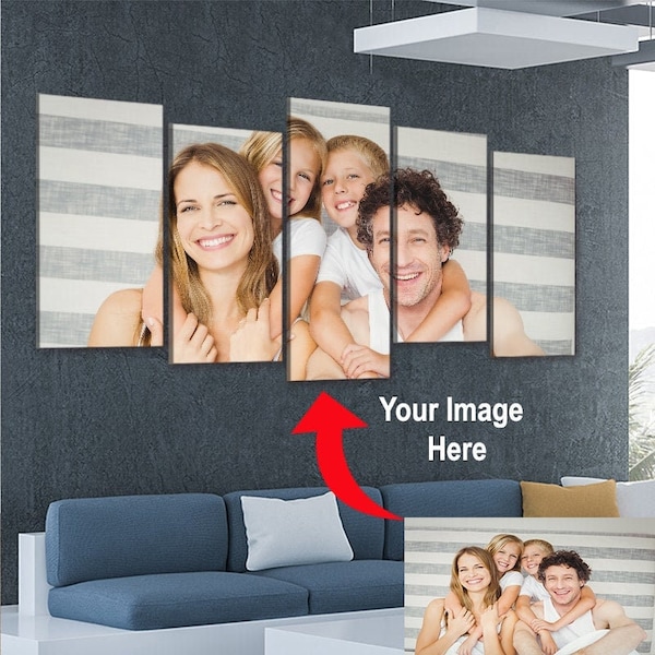 Custom Family Portrait Multi-Panel Canvas Print, Personalized Modern Home Decor Wall Art, Unique Photo Memory Artwork for Living Room