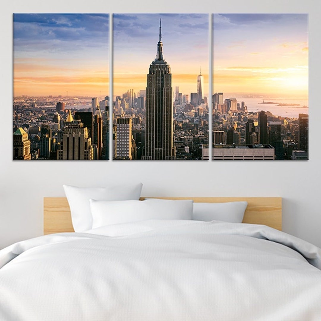 Empire State Building Art Print, Manhattan Cityscape, New York Urban ...