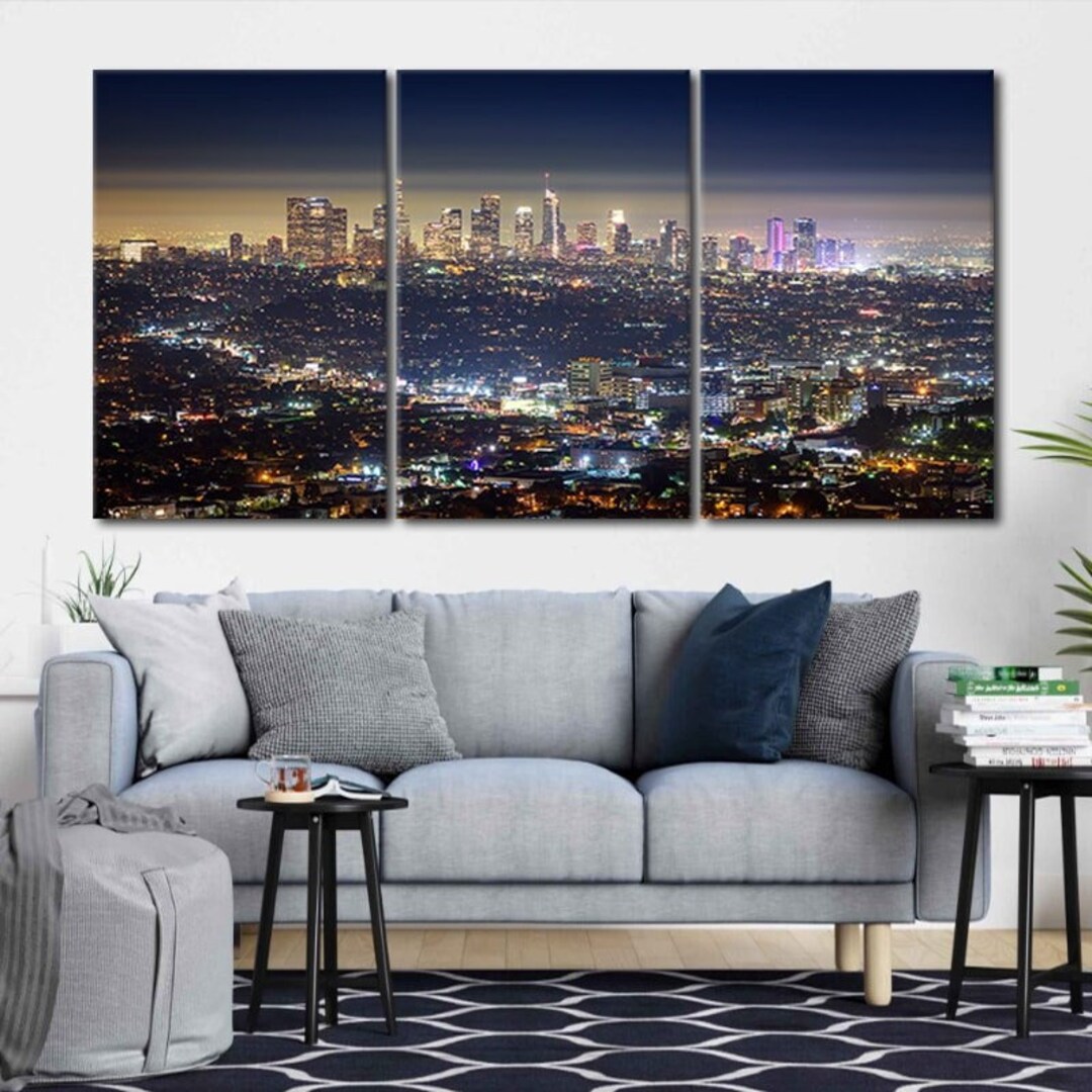 Los Angeles Skyline Canvas Art Print, California Cityscape, Urban Wall