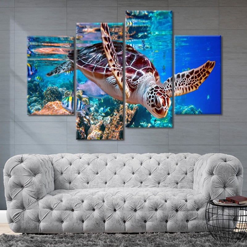 Sea Turtle Wall Art for Bedroom Sea Turtle Painting Canvas - Etsy