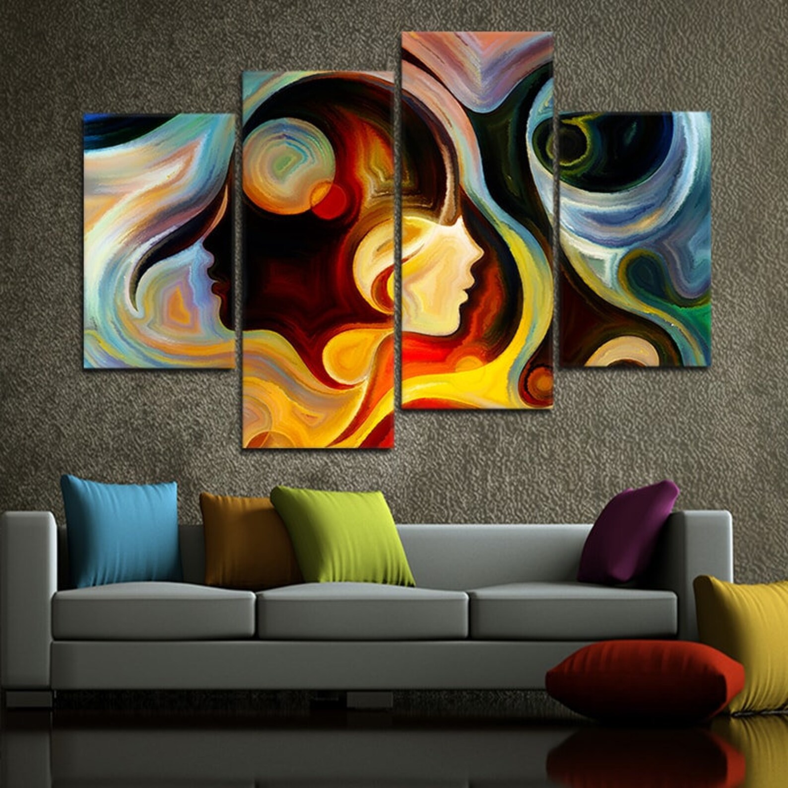 Abstract Colorful Mind Canvas Wall Art Set Etsy