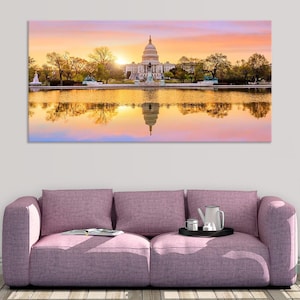 Capitol Building Canvas Wall Art, Extra Large Print for Living Room, Iconic Capitol Decor for Bedroom or Office
