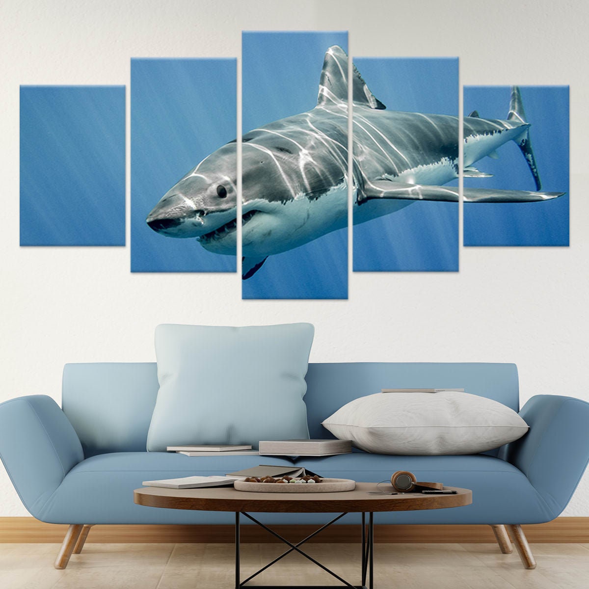 Great White Shark Canvas Art Print Majestic Wildlife Wall Art for Ocean