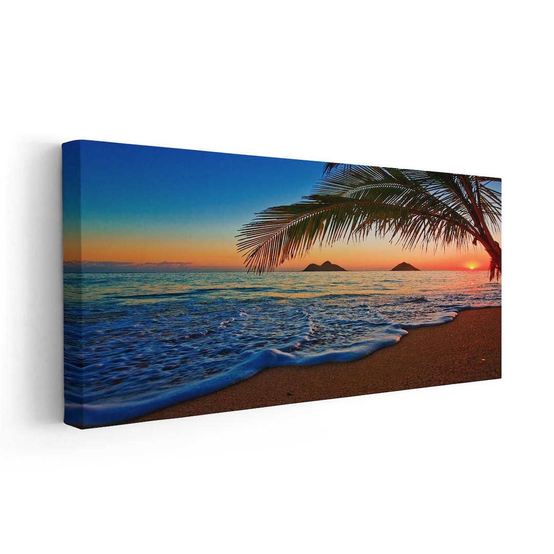 Beach Wall Art Tropical Sunset Canvas Print, Large Ocean Beach House ...