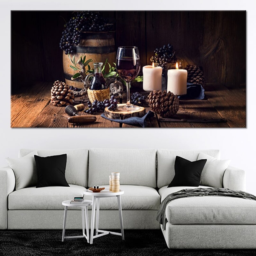 Red Wine Glass Canvas Wall Art, Elegant Vine Themed Artwork, Wine Lover ...