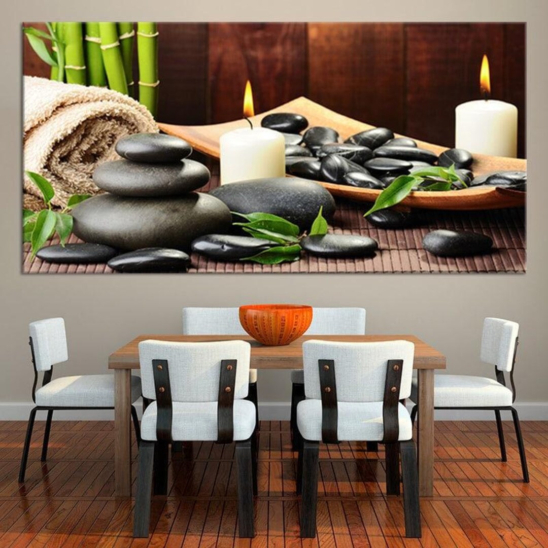 Zen Spa Stones and Bamboo Canvas Wall Art - Create a Soothing Ambiance ...