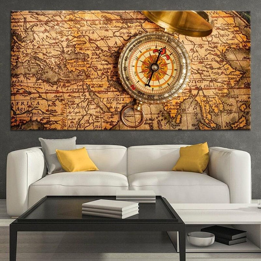 Vintage World Map Canvas Wall Art Print - Antique Map Decor, Classic ...