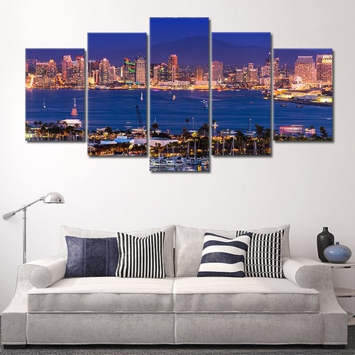 San Diego Skyline on Canvas Large Wall Art San Diego Print Etsy
