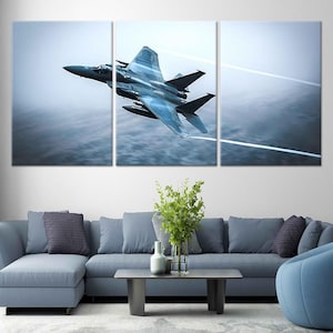 F-15 Fighter Jet Wall Art Framed Military Airplane Print US Air Force Art Print Fighter Jet Poster Military Airplane Bedroom Wall Decor