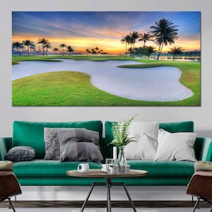 Pebble Beach Golf Course Canvas Wall Art, Iconic Golfing Landscape Print, Championship Course Wall Decor, Golfer&#39;s Dream Artwork