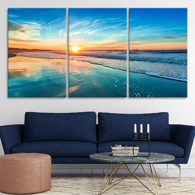 Peaceful Sunset Beach Canvas Wall Art Etsy