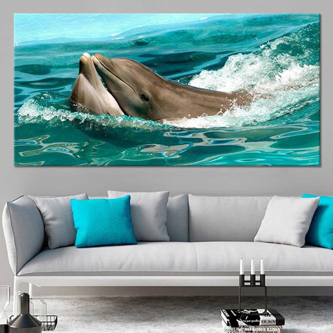 Dolphin Canvas Art Print Sealife Wall Decor for Ocean Lovers, Marine ...