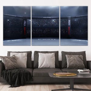 MMA Octagon Canvas Wall Art, Mixed Martial Arts Fight Ring, Combat Sports Arena Decor, Inspirational Athlete Artwork for Gym and Home