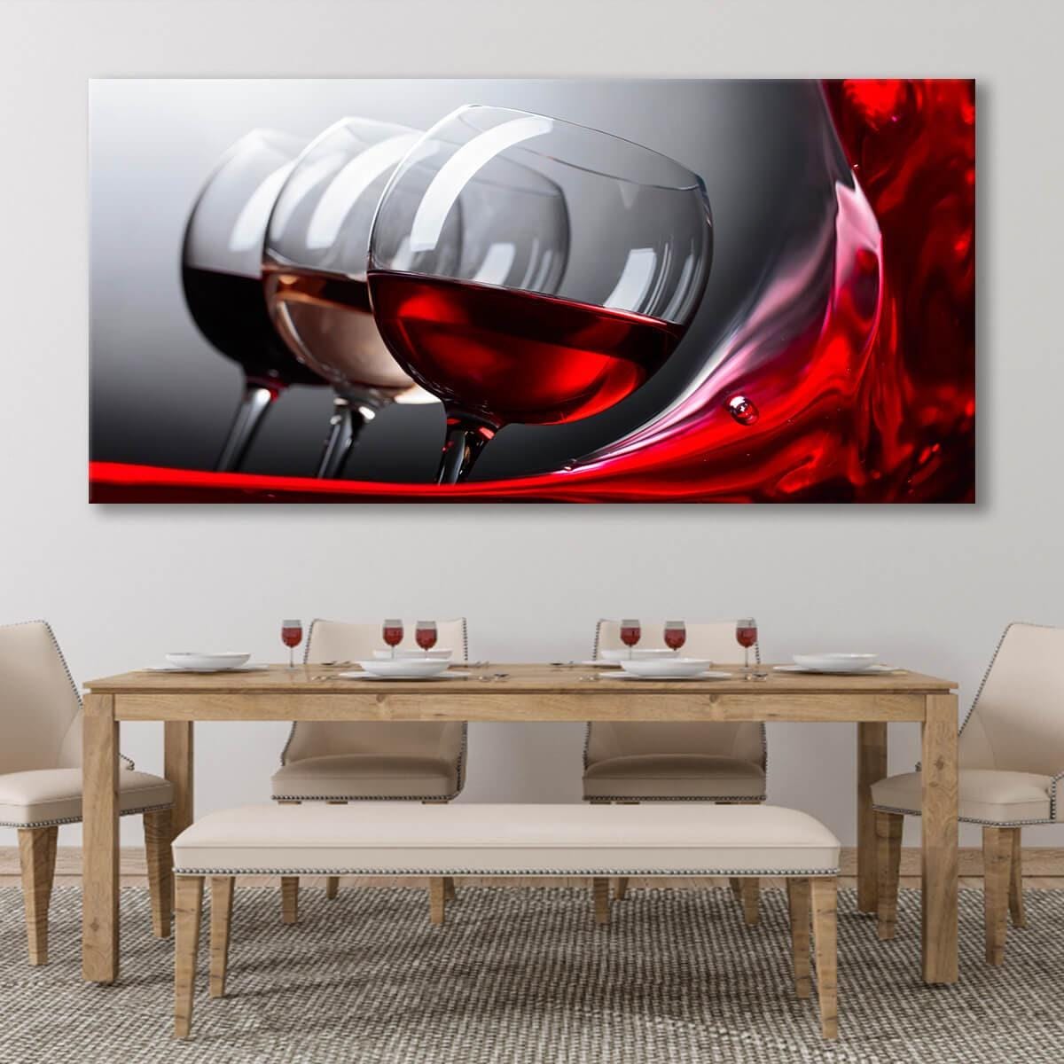 Miles Kimball Wine Glass Wall Decor Set Of 2 - Metal Red & White Wine Art For Kitchen, Dining Room - View #3