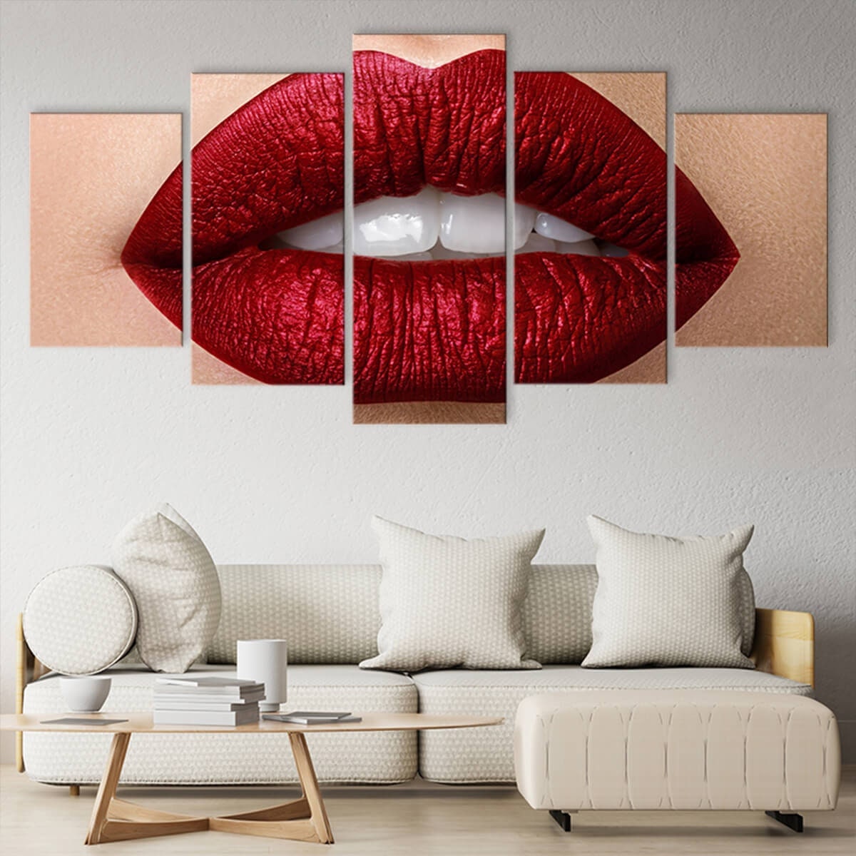 Red Lips Canvas Wall Art - Vibrant Home Decor for a Bold Statement