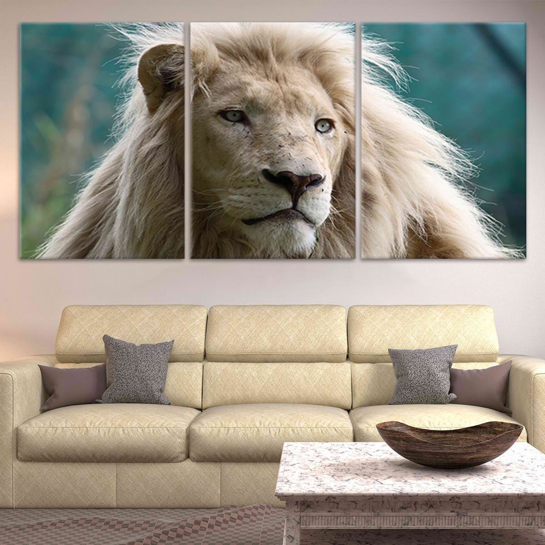 Majestic White African Lion Wall Art Etsy