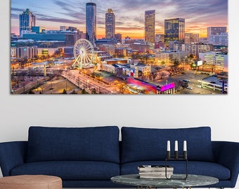 Atlanta Skyline Canvas, Modern Downtown City Wall Art – Perfect Blend of Urban Elegance & Southern Charm for All Décor Enthusiasts