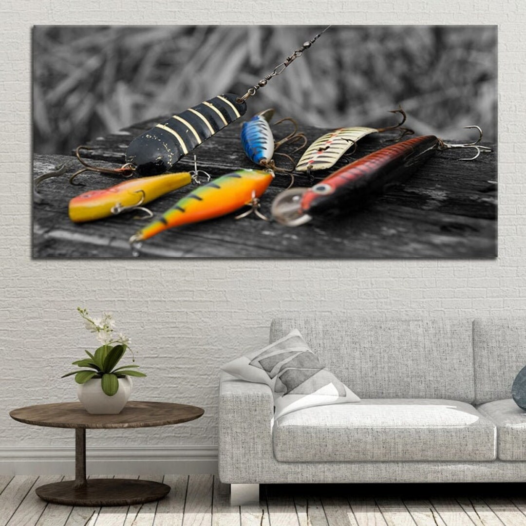 Vintage Fishing Lures Canvas Print, Rustic Lodge Wall Art, Angling  Memorabilia, Fisherman's Decor, Classic Tackle Artwork 