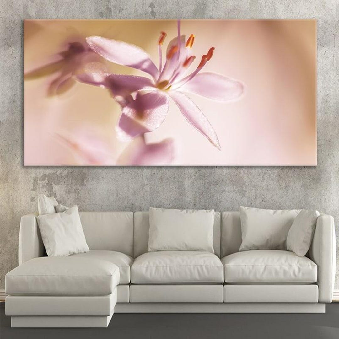 Floral Wall Art, Large Pink Flower Canvas Print, Soft Pastel Botanical ...