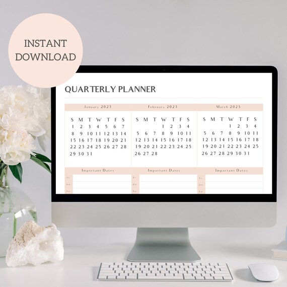 Q3 2023 Calendar Printable Q1 Q2 Q3 Q4 2022 Q1 2023 Quarterly Wall Calendar | Etsy