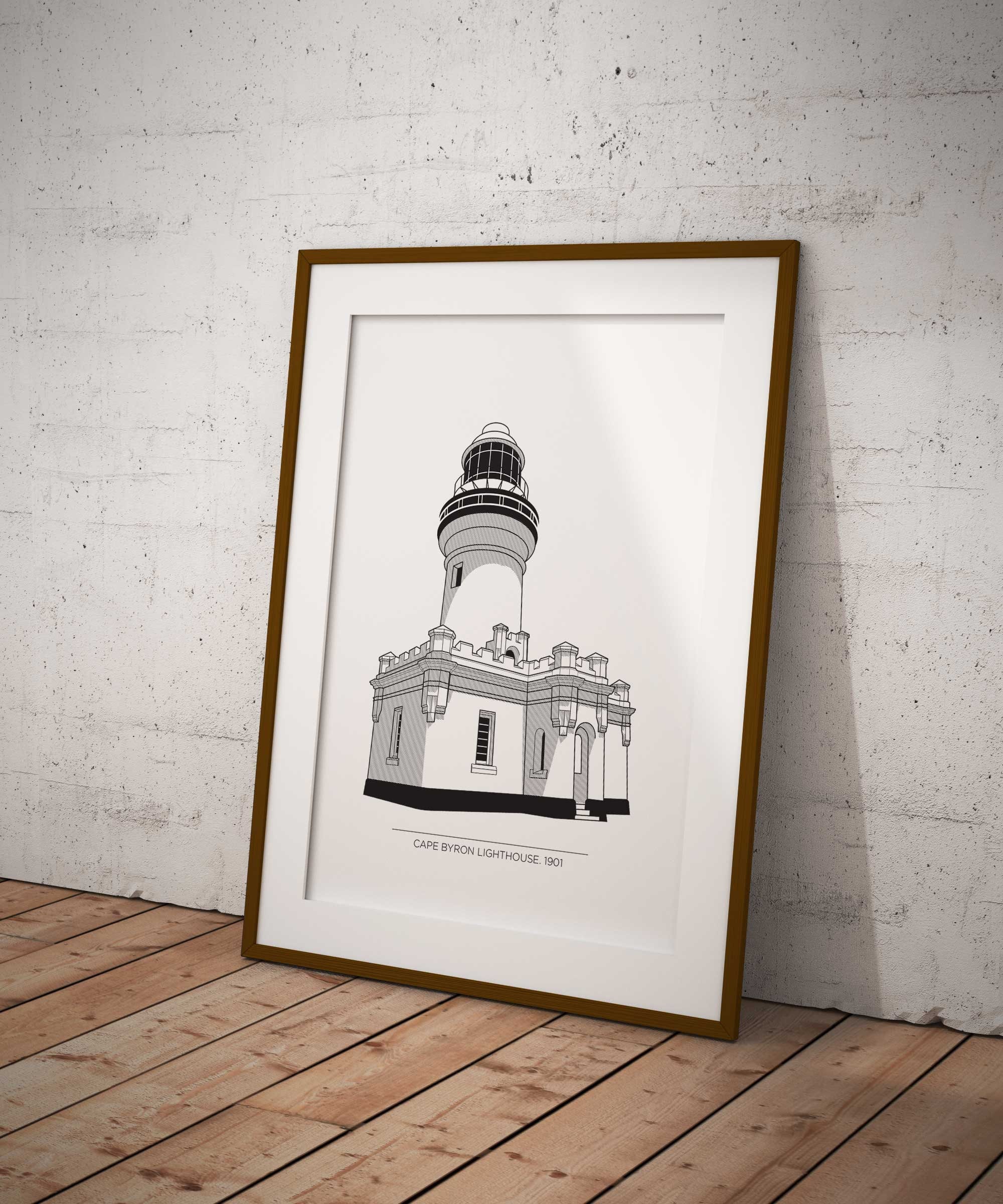 Cape Byron Lighthouse Illustration Byron Bay Wall Art - Etsy