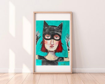 Cat Woman - Art Print - Cat Lady Crazy C