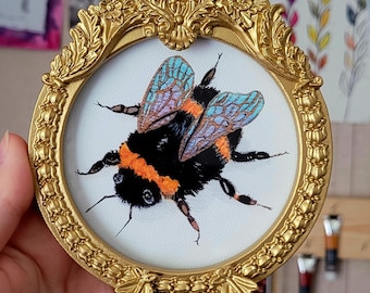 Bumble Bee Painting | Christian Encouragement Art | Small Gold Framed Print