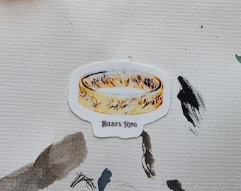 Watercolor Golden Ring Sticker, Fantasy Jewelry Decal, Bookish Gift
