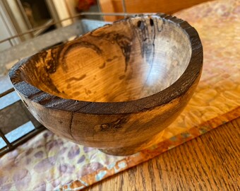 Fallen Tree Hackberry Natural Edge Spalted Bowl