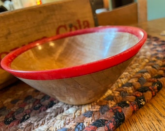 Fallen Tree Maple Bowl with Red Resin Rim