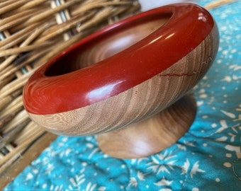 Fallen Tree Closed Rim Ash Pedestal Bowl with Resin and Chalk