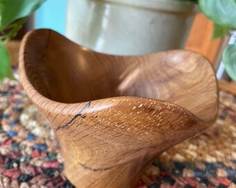 Fallen Tree Cube Turned Bowl of Lovely Burr Oak