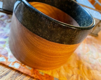 Fallen Tree Ash Straight Edged Bowl with Resin Charcoal and Mica