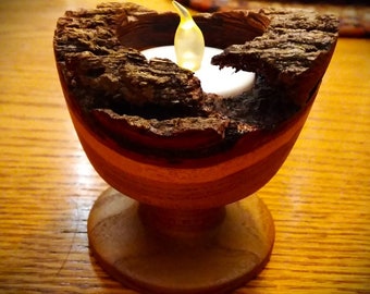 Fallen Tree Elm Live Edge Pedestal Tea Light Holder