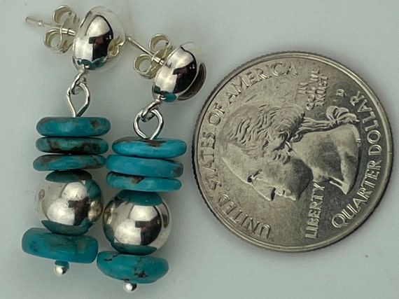 Sterling Silver Teardrop Dangle Earrings with Reconstituted Turquoise, Cultured Freshwater Pearls, and Liquid Silver Beads - Made in the USA Sterling Silver Teardrop Dangle Earrings with Reconstituted Turquoise, Cultured Freshwater Pearls, and Liquid Silver Beads - Made in the USA