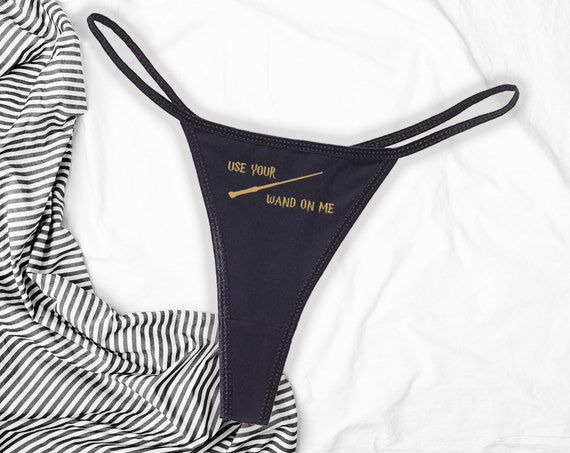 Use Your Wand on Me Black Thong, Wizard Lingerie 