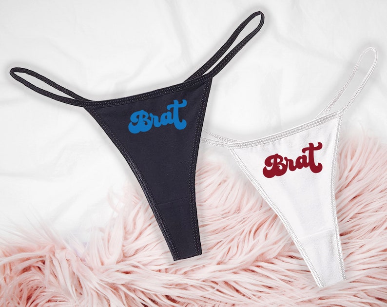 Brat Black Thong Ddlg Naughty Panties Slutty Sexy Etsy Uk