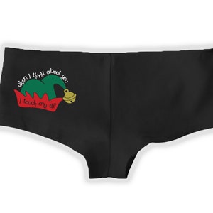 Funny Christmas Panties: &quot;Touch My Elf&quot; Cotton Boy Shorts