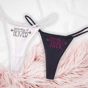 Property Of Custom Personalized Black Thong |  Naughty Panties | Sexy Underwear | Lingerie