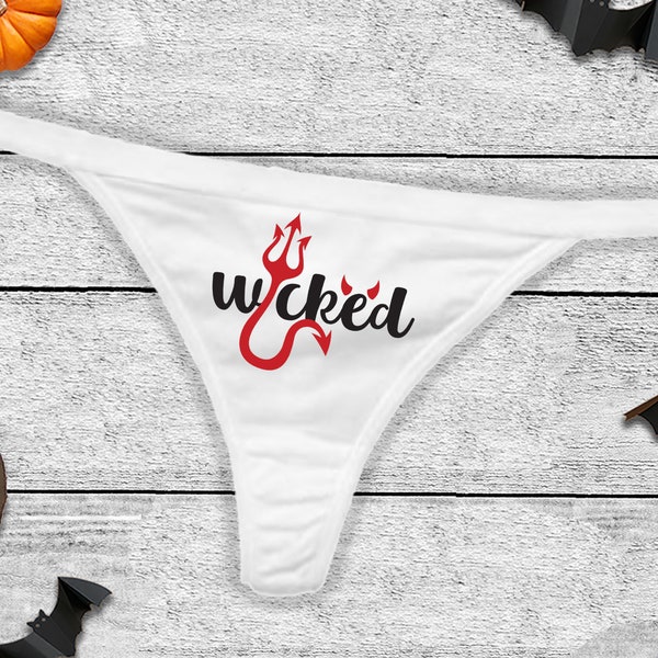 Halloween Thong Panties, Wicked Panties, Spooky Underwear, Devil Panties, Pitchfork Thong, Halloween Costume, Halloween Thong, Funny Panties